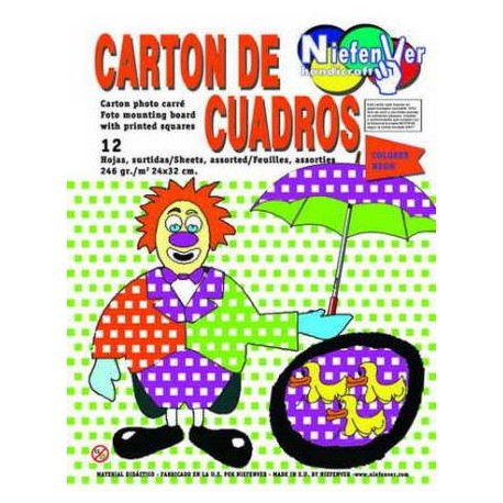 (L) CARTULINA CUADROS 24X32 COLORES NEON B/12 H