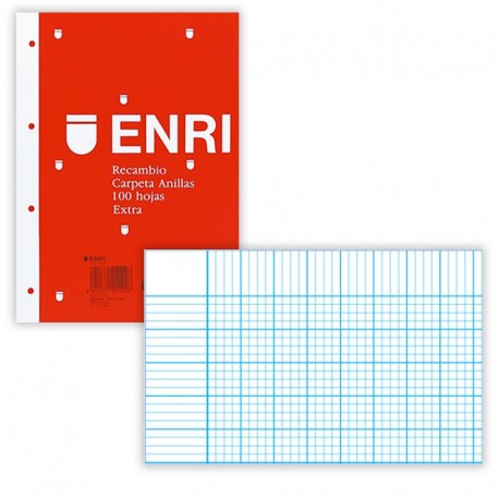 recambio enri folio milimetrado 4 taladros milimetrado