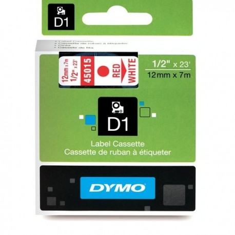 (L) CINTA DYMO D1 12MM X 7M ROJO/BLANCO 45015