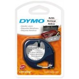 CINTA DYMO LETRATAG 12MM METAL NEGRO/PLATA 91208