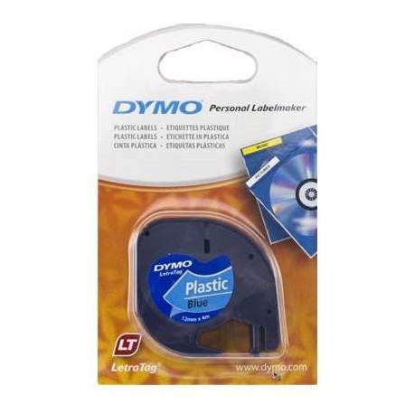 CINTA DYMO LETRATAG 12MM PLASTICO NEGRO/AZUL 24342