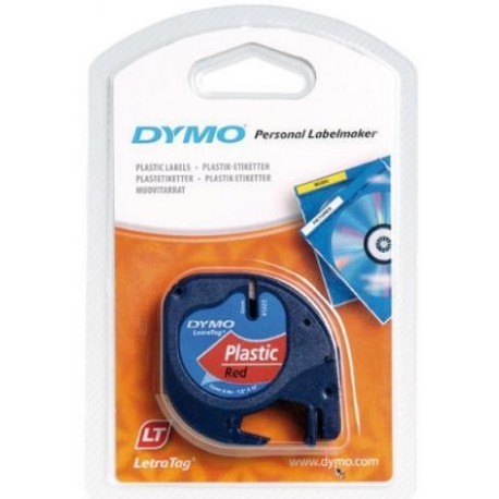 CINTA DYMO LETRATAG 12MM PLASTICO NEGRO/ROJO 91203