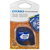 CINTA DYMO LETRATAG 12MM PLASTICO NEGRO/BLAN 91201