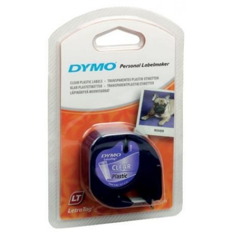 CINTA DYMO LETRATAG 12MM PLASTICO NEGRO/TRAN 12267