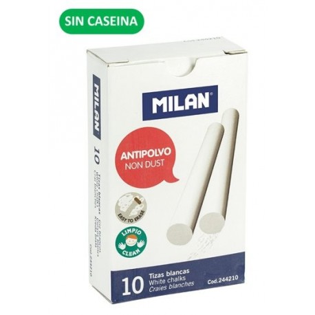 TIZA MILAN ANTIPOLVO C/10 BARRAS BLANCA