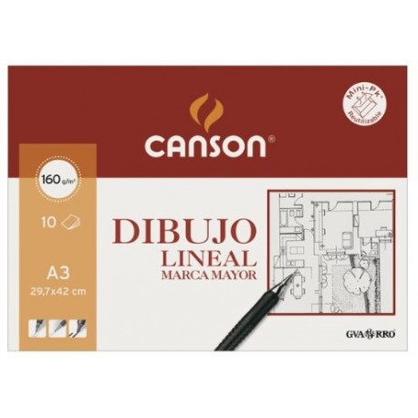 (L) LAMINA DIBUJO LINEAL GUARRO A3 160 GR 10 HOJAS