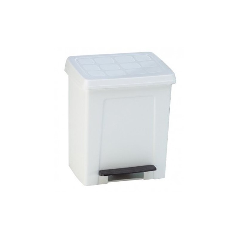 Papelera Con Tapa Y Pedal Ou 12l Cocina Baño Blanca Febo