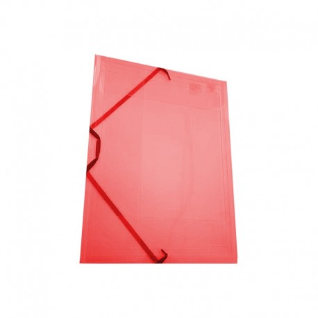 CARPETA PLÁSTICO TRANSPARENTE GOMAS SOLAPAS ROJA