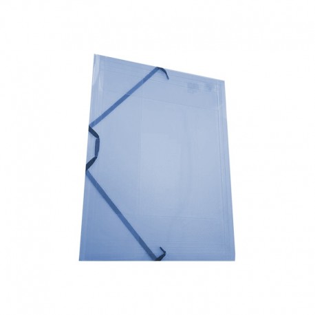 CARPETA PLÁSTICO TRANSPARENTE GOMAS SOLAPAS AZUL