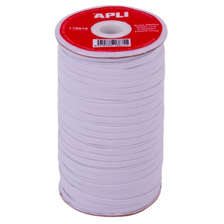 GOMA ELASTICA PLANA BLANCA 5MM ROLLO 100 METROS