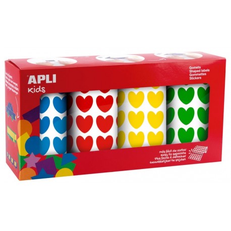 GOMETS APLI CORAZONES PACK 4 ROLLOS COLORES