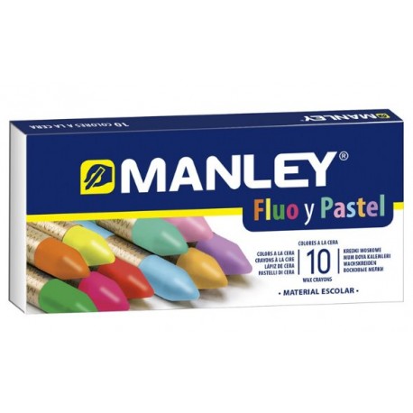 CERAS MANLEY C/10 COLORES FLUOR Y PASTEL