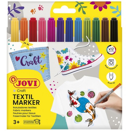 ROTULADORES JOVI DECOR TEXTIL 12 COLORES
