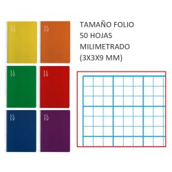 (L) CUADERNO FOLIO ESCOLOFI 50H MILIMETRADO 3X3X9