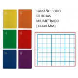 (L) CUADERNO FOLIO ESCOLOFI 50H MILIMETRADO 3X3X9