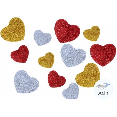 CORAZONES GOMA EVA ADHES PURPURINA 30 UDS