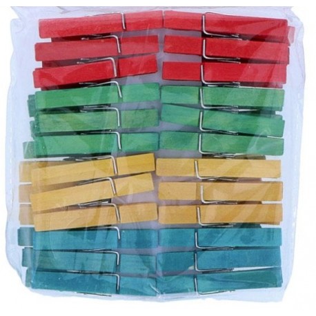 PINZAS MEDIANAS 48X7 MM MADERA COLORES 48 UDS