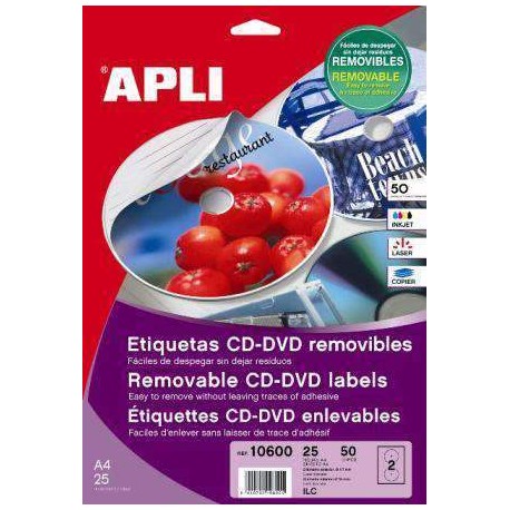 (L) ETIQUETAS APLI 10601 CD/DVD 117 PERMANENTE 