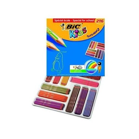 LAPIZ COLORES BIC KIDS TROPICOLORS 2 PACK 216 UDS