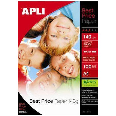 PAPEL APLI BEST PRICE GLOSSY 140 GRS A4 11804