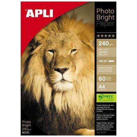 PAPEL APLI PHOTO BRIGHT 200 GRS. 60H. 04137