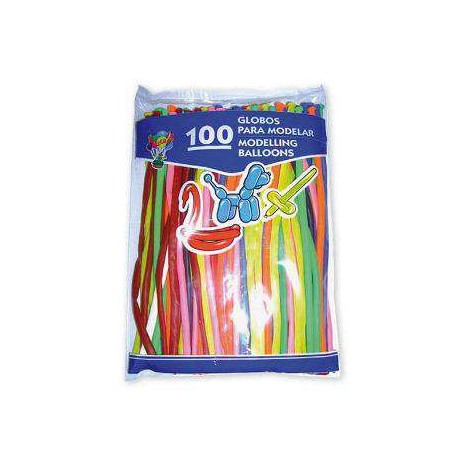 GLOBOS LARGOS MOLDEABLES B/100 COLORES SURTIDOS