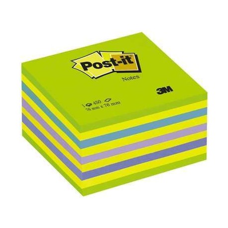 (L) NOTAS ADHESIVAS POST-IT 76X76 CUBO NEON VERDE