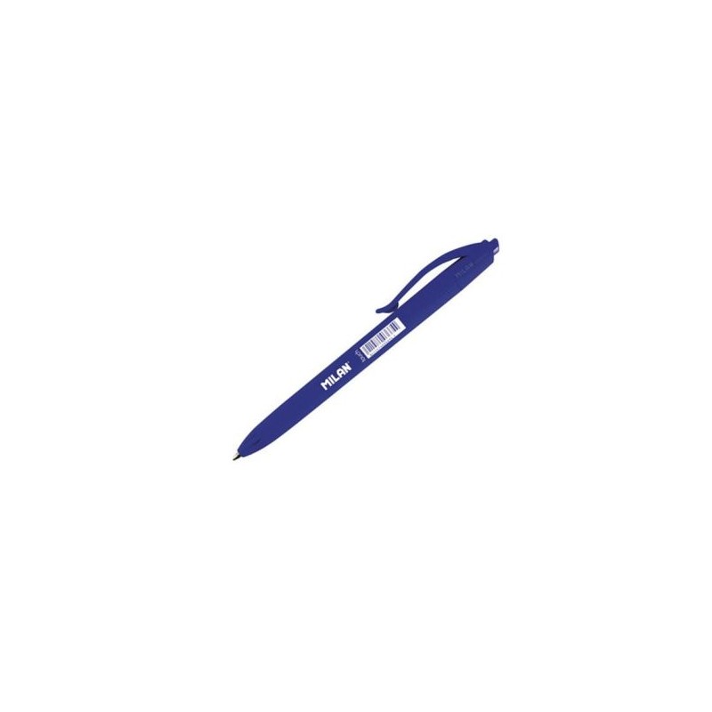 Bolígaro retráctil Milan P1 Touch azul. Cuerpo con tacto de goma del mismo  color que la tinta. 1.200 mts de escritura. La calidad d…